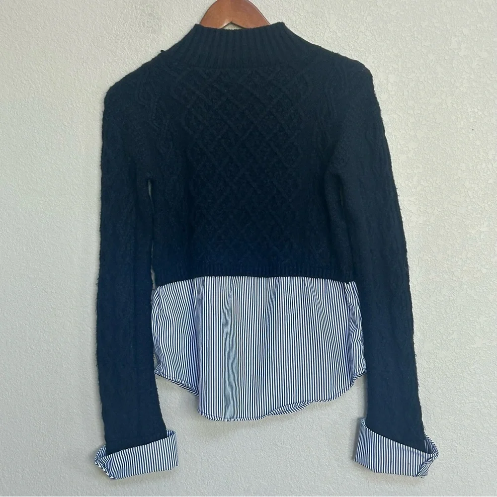 Anthropologie Maeve Women’s XS Cable-Knit Layered Mock Neck Sweater Classic - Picture 5 of 11